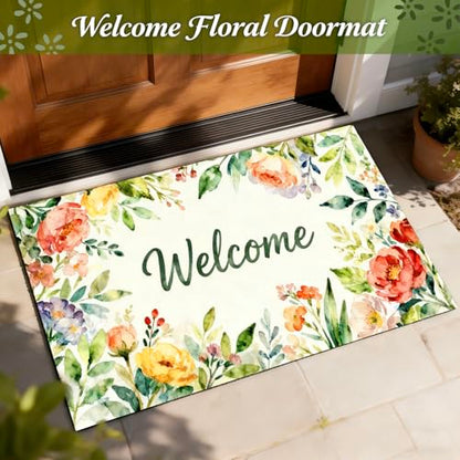 Summer Door Mat,30" Colorful Summer Welcome Mat,Thick Rubber Backing-Gift