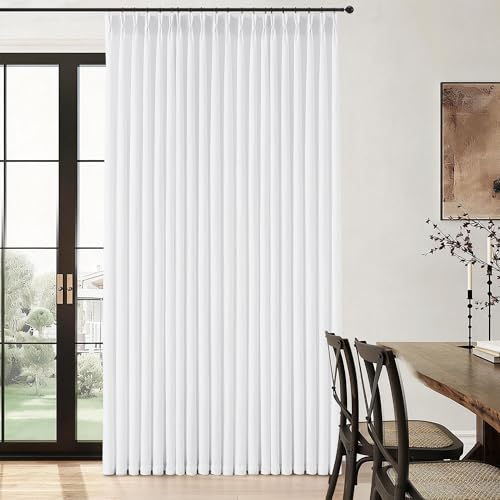 White Linen Pinch Pleated Curtains 84 Inch Length for Living Room Linen Textured Pleated Hooks Rings Elegant Light Filtering Curtain Drapes 84 Inch Long 2 Panels Set - color: White, size: 40"W x 84"L (Pack of 2)