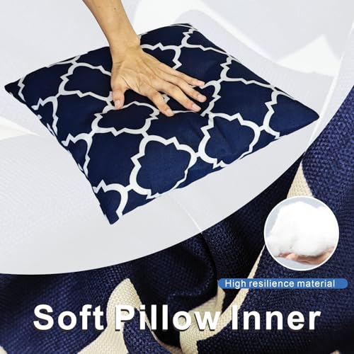 JMGBird Navy Blue Outdoor Pillows Waterproof Outdoor Pillow Cover with Insert - color: Blue-black