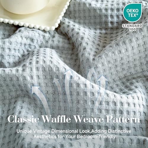 Simple&Opulence 100% Cotton Waffle Weave Throw Blanket 40"x50", Grey Blue - color: Grey Blue, size: Small(40"x50")