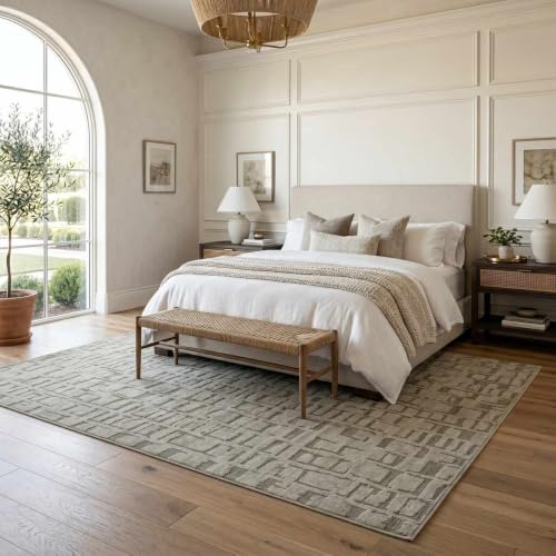 Hauteloom Galaxia Hallway, Kitchen Machine Washable Runner Rug - Modern Organic Geometric - Vizon, Olive, Green, Khaki - 2'7" x 7'3" - color: Vizon, Olive / Dragan, size: 2'7" x 7'3" (Runner)
