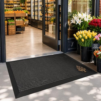 LUMI Outside Welcome Door Mat 24x36, Non-Slip Heavy Duty Dirt Trapper, Grey - color: Grey Gold Tree, size: 24"x36"