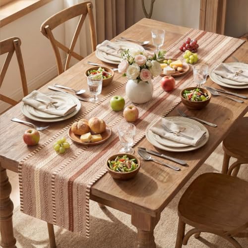 Artoid Mode Caramel Farmhouse Stripe Braided Table Runner 12x72 Inch - color: Caramel, size: 12" x 72", Table Runner