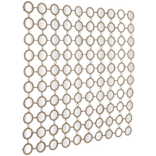 Deco 79 Metal Geometric Room Wall Mirror Entryway Mirror with Grid Pattern, Wall Mounted Mirror 40" x 2" x 40", Gold, 39 by 39"