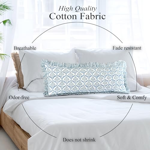CPC Indigo Regal Block Print Ruffle Sham Pillow Cover 14x36 Inch, Pack of 1 - color: Indigo Regal, size: 36" x 14" (Pack of 1)