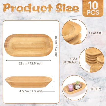 Nuogo 10 Pack 12.5 Inches Wooden Dough Bowls Bulk Rustic Bowls, Khaki - color: Khaki, size: 12.5 Inches