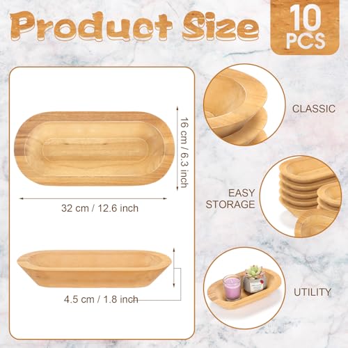 Nuogo 10 Pack 12.5 Inches Wooden Dough Bowls Bulk Rustic Bowls, Khaki - color: Khaki, size: 12.5 Inches