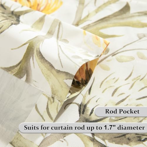 Leeva Floral Print Window Valance, Rod Pocket, 52 x 12, 1 Panel, White - color: T13, size: 52"W x 12"L (Pack of 1)