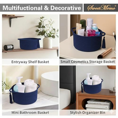 Small Gift Basket Empty to Fill with Gift Bag & Ribbon, Navy Blue - color: Blue, size: 1 Pack