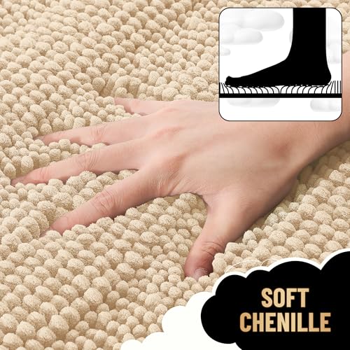 OLANLY Thick Large Bathroom Rugs 40x32, Soft Chenille Bath Rugs, Beige - color: Beige, size: 40" X 32"
