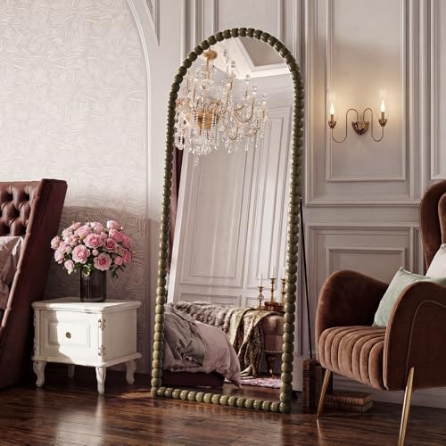 Antique Bronze Full Length Mirror 71x28 in, Beaded Standing Mirror - color: Antique Bronze