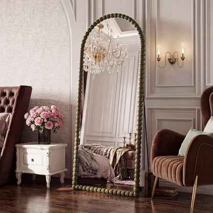 Antique Bronze Full Length Mirror 71x28 in, Beaded Standing Mirror - color: Antique Bronze