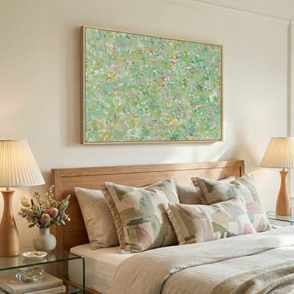 Framed Green Colorful Abstract Wall Art, Horizontal 1 Piece 36x24 In - color: Green Colorful