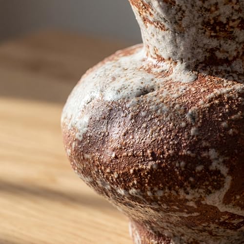 Rustic Farmhouse Ceramic Vase Home Decor (Dark Brown and White, Small) - color: Dark Brown and White
