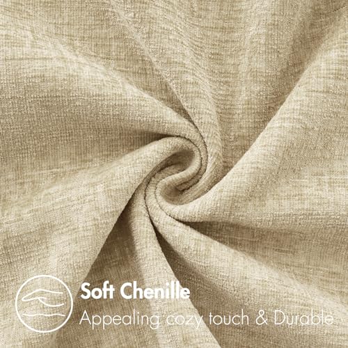 MIULEE Soft Chenille Throw Pillow Covers Beige 16x16 Inch Pack of 2 - color: Beige, size: 16" x 16" (Pack of 2)