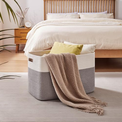 OIAHOMY 108L Extra Large Blanket Basket Dog Toy Basket Grey/White - color: Grey/White