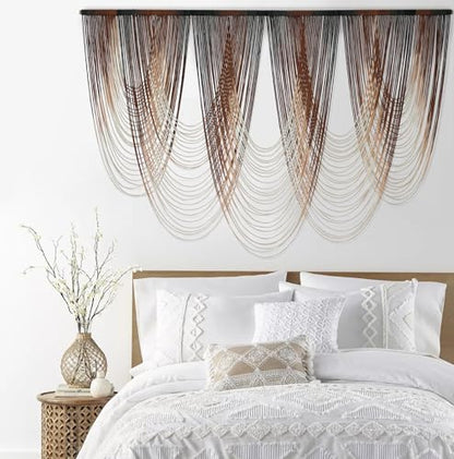 Macrame Wall Hanging Dip Dyed Brown Fiber Tapestry Boho Decor 57" W x 41" L - color: Brown