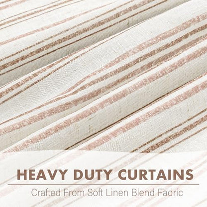 MYSKY HOME Taupe Striped Linen Curtains 100% Blackout 52Wx84L,2 Panels - color: B-taupe/Blackout, size: 52"W x 84"L (Pack of 2)