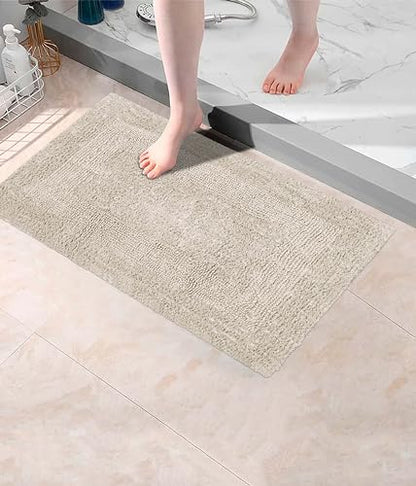 COTTON CRAFT 2 Pack Reversible Bath Mat - Soft Plush Bath Rug -17x24- Linen - color: Linen, size: 17x24 Inches