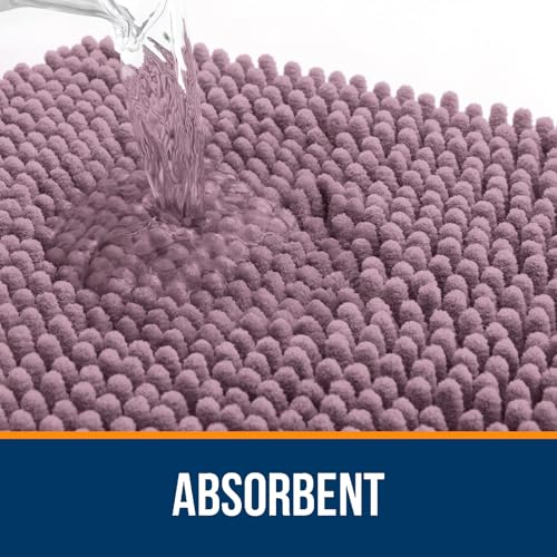 OLANLY Toilet Rugs U-Shaped 20x20, Soft Absorbent Chenille Contour Rugs - color: Deep Plum, size: 20" X 20" Contour Rug