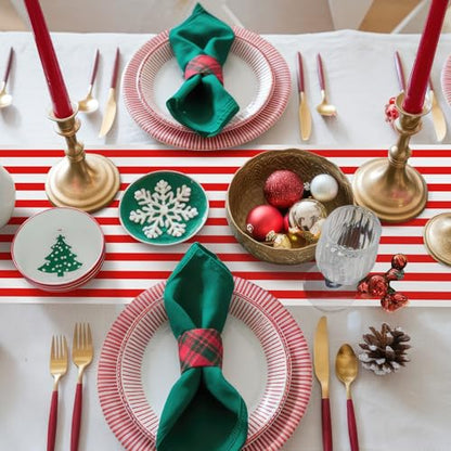 AmazingSpark Striped Table Runner Roll,Red,25' Long X 16" Wide - color: Red, size: 25' Long X 16" Wide