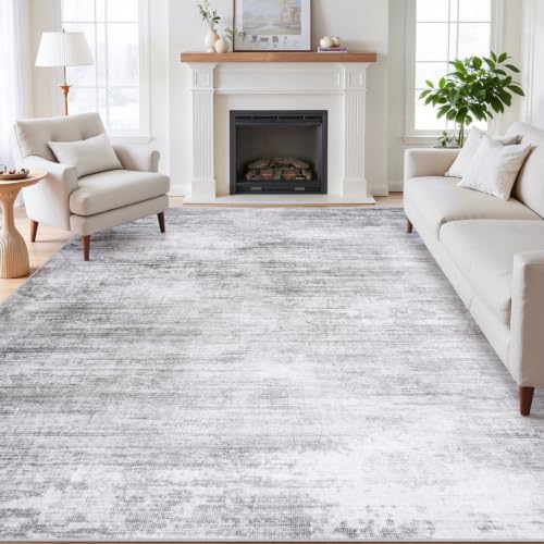 Tosuoka Washable Rug 8x10 Area Rugs for Living Room, Gray Abstract Soft - color: Grey, size: 8' x 10' (Rectangular)