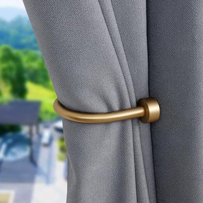 Premium Curtain Holdback, Quality Metal Decorative Curtain Holdbacks with Zinc Alloy Cap Finials,Rust-Proof, Set of 2 Window Curtain Holdbacks,Warm Gold - color: 2pcs-warm Gold