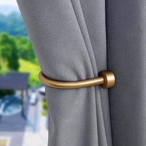 Drapery Holdback,Matte Black Metal Window Curtain Holdback (Warm Gold) - color: Warm Gold