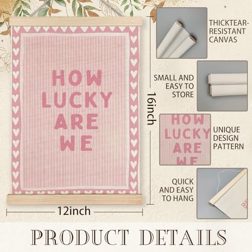 KAOWT Pink How Lucky Are We Wall Art Decor Gift,12x16 Inches - color: How Lucky