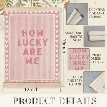 KAOWT Pink How Lucky Are We Wall Art Decor Gift,12x16 Inches - color: How Lucky