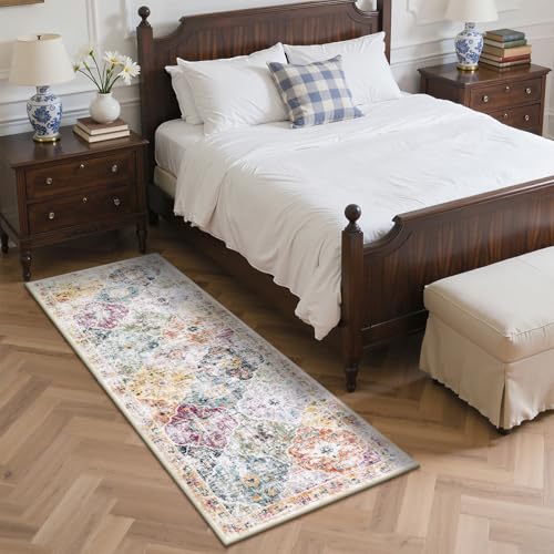 Ileading Washable Hallway Runner Rugs, 2x6 Non Slip Runners Area Rug for Entryway Kitchen Bathroom Bedroom Laundry Living Room, Long Narrow Low-Pile Floor Carpet Boho Vintage Throw Mat for Kids Room - color: Colorful, size: 2' x 6' (Rectangular)