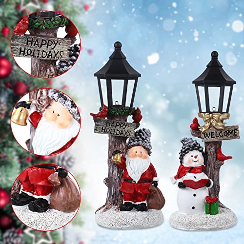 Tuanse 4 Pcs Christmas Table Centerpieces 10" Santa Snowman LED Lamppost