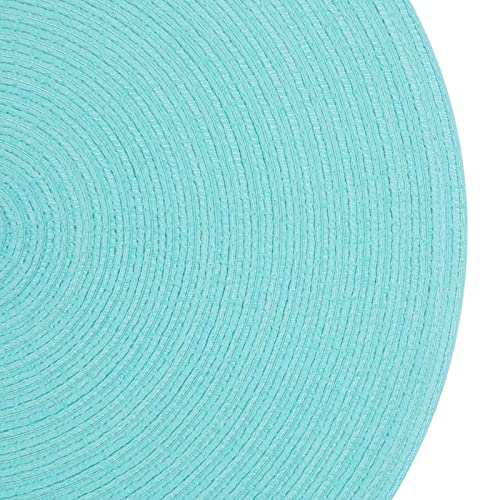SHACOS Round Placemats Set of 6 Washable 15 inch Round Table Mats Cotton Polyester Woven Braided Place Mats for Dining Table (Aqua, 6) - color: Aqua, size: Set of 6