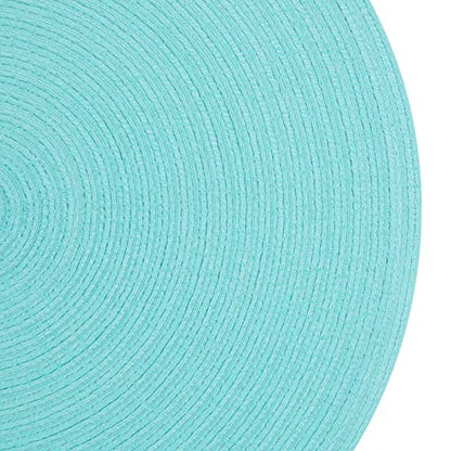 SHACOS Round Placemats Set of 6 Washable 15 inch Round Table Mats Cotton Polyester Woven Braided Place Mats for Dining Table (Aqua, 6) - color: Aqua, size: Set of 6