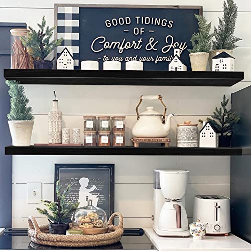 QEEIG Extra Long Floating Shelves for Wall (Black, Set of 2, 47.2") - color: B. Black, size: 47.2"