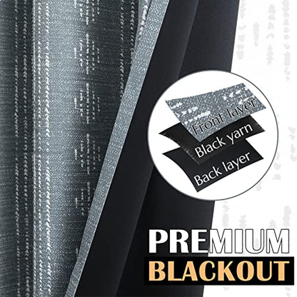 jinchan 95% Blackout Boho Curtains 54 Inch Length for Bedroom White on Grey Geometric Printed Grommet Top Room Darkening Thermal Insulated Window Drapes 2 Panels - color: Boho | White on Grey, size: 52"W x 54"L (Pack of 2)