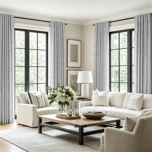 Dark Gray Curtains 90 Inches Long for Living Room 2 Panel Back Tab Pocket Nature Tree Semi Blackout Darkening Modern Farmhouse Fancy Gray Curtain for Kids Bedroom Boys Nursery Bohemian Antique Vintage - color: Dark Grey, size: 52"W x 90"L (Pack of 2)