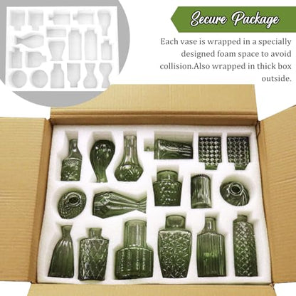 Set of 36 Glass Bud Vases Small Flower Vases for Centerpieces(Green) - color: Green