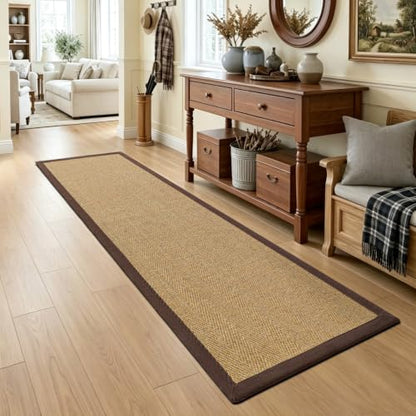 DEXI Jute Runner Rug 2'8''x10', Rug Runners for Hallways, Natural/Brown - color: Natural/Brown, size: 2'8" x 10' (Runner)