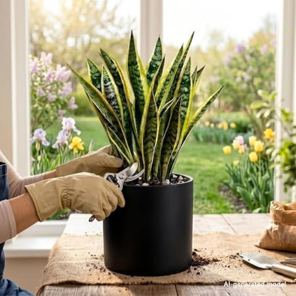 7 Inch Black Metal Plant Pot with Drainage Hole, Indoor Outdoor - color: Black
