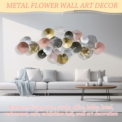 edaknez Large Metal Wall Art, 53 x 26 Inch Metal Lotus Wall Art Decor - color: A 53 inch x 26 inch