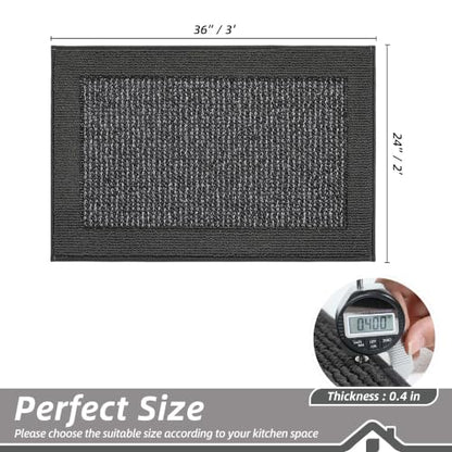BEQHAUSE Kitchen Rug 24"x36", Non Slip Kitchen Floor Mat Washable, Charcoal - color: Charcoal, size: 24" X 36" (Rectangular)