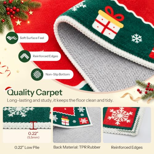 HOOBRO 5 x 7 Area Rugs Washable, Living Room Rugs, Non-Slip Rug - color: Red + Green, size: 5' x 7' (Rectangular)