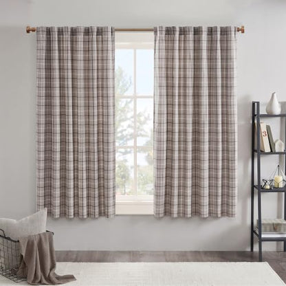 Madison Park Plaid Window Curtain Thermal Insulated, 1 Panel, 50x63 Brown - color: Rod Pocket & Back Tab, Brown, size: 50"W x 63"L (Pack of 1)