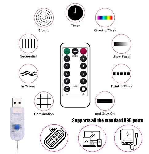Butterfly Curtain Fairy Lights USB Plug in,8 Modes 120 LED 14.7FT Firefly Twinkle Timer String Lights with Remote, Waterproof Copper Wire for Bedroom Patio Christmas Wedding Party(Warm White) - color: Warm White