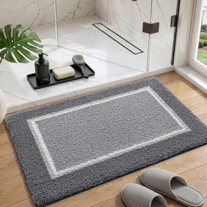 DEXI Bathroom Rugs 32x20, Soft Absorbent Bath Mat, Light Grey - color: Light Grey, size: 32" X 20" (Rectangular)
