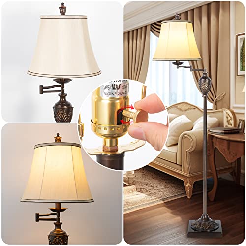 Traditional Floor Lamp with 350° Swing Arm,3 Color Temperatures,Dark Brown - color: Brown
