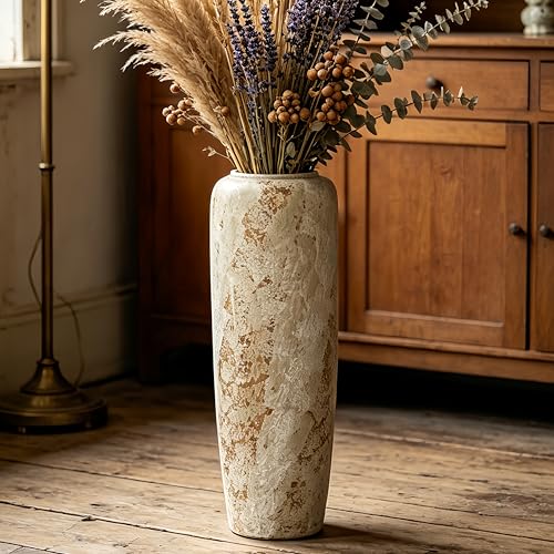 Rustic Ceramic Floor Vase, 24 Inch, Large Farmhouse Decor