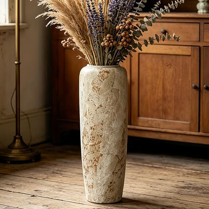 Rustic Ceramic Floor Vase, 24 Inch, Large Farmhouse Decor