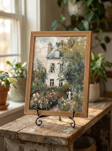 LBTZEVIR Vintage Rose Garden Oil Painting Farmhouse Pictures 8x10 in - color: Rose Garden, size: 8"L x 10"W